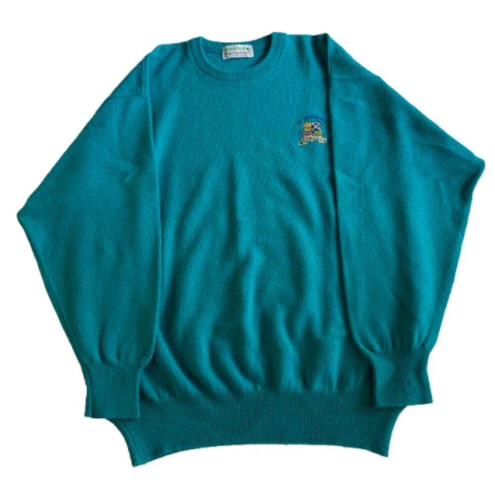 Vintage! Glenmuir Pure Lambswool Sweater – Large (Teal, Made in Scotland)